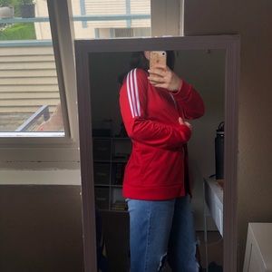adidas Jackets & Coats - Adidas Three Stripe Red Track Jacket adidas Jackets & Coats - Adidas Three Stripe Red Track Jacket